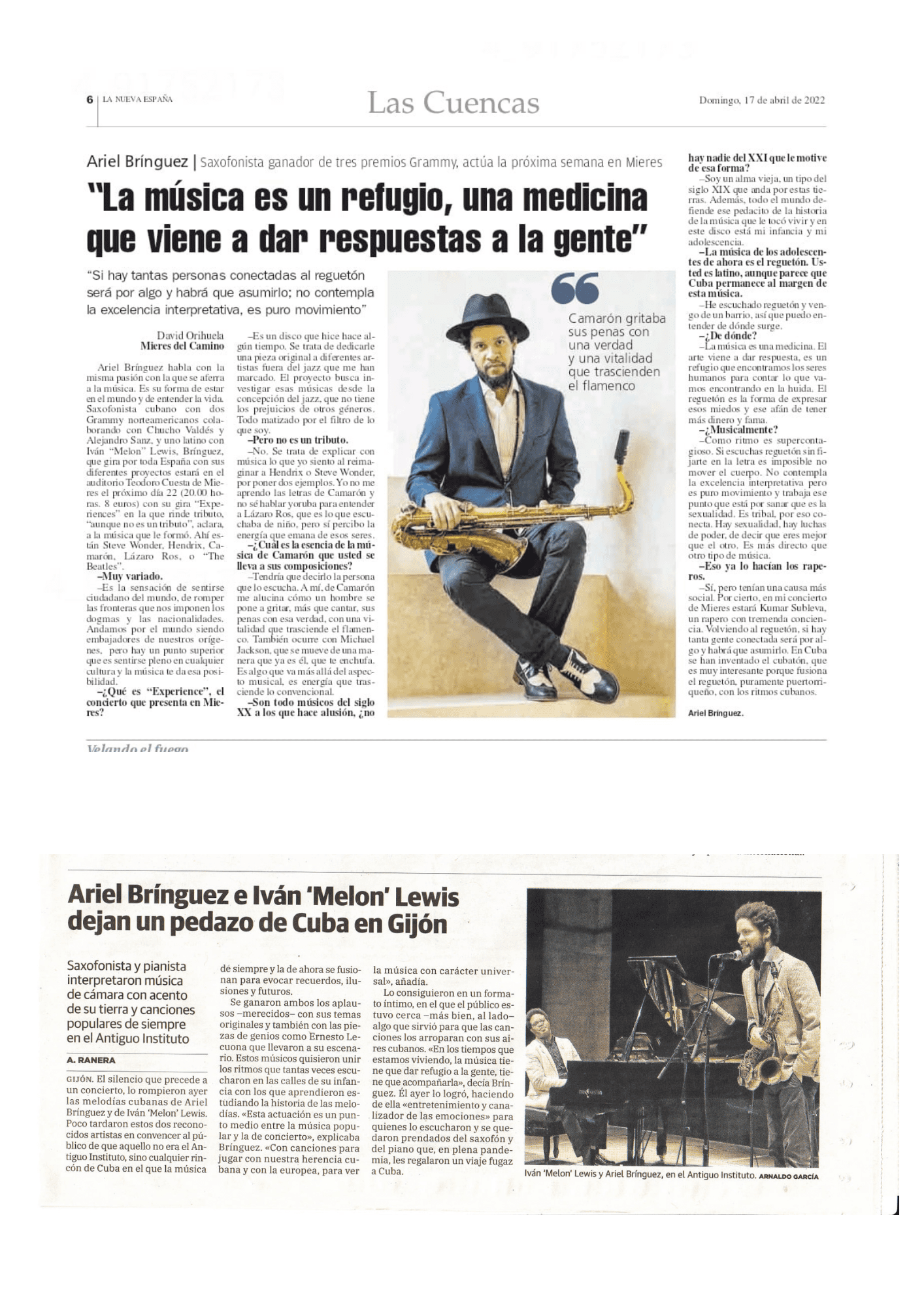 Ariel Brínguez e Iván «Melon» Lewis artículo La Nueva España