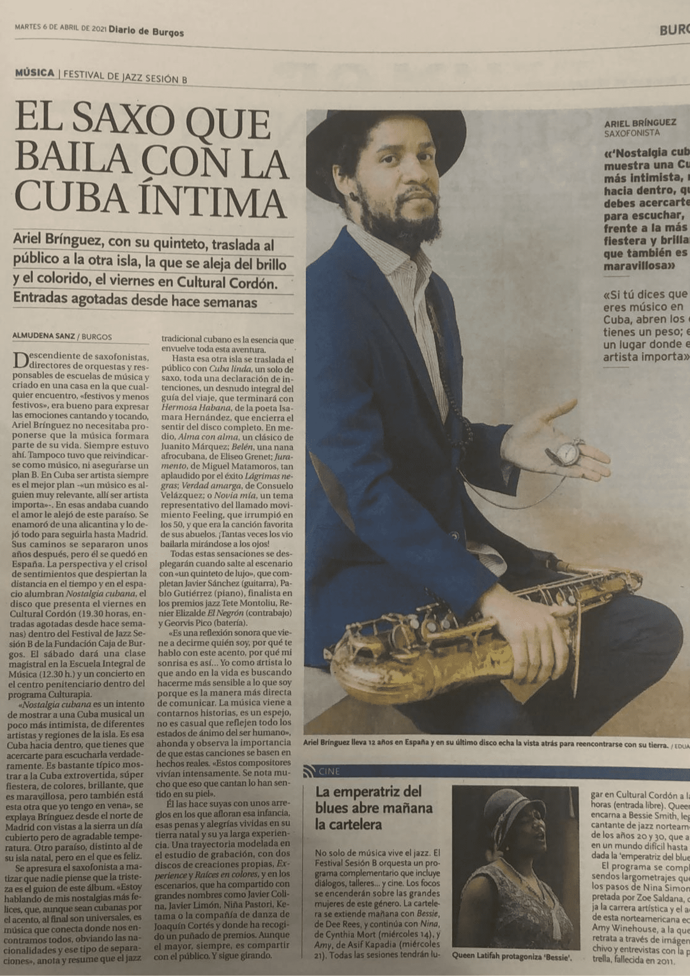 Ariel Brínguez artículo del Diario de Burgos