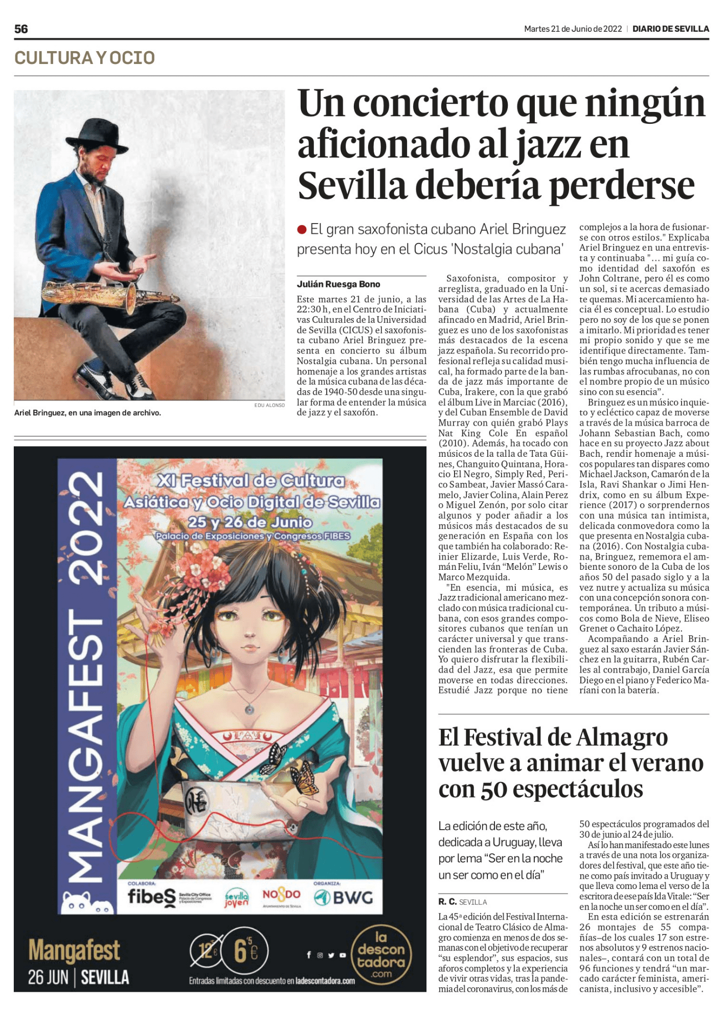 Ariel Brínguez artículo del Diario de Sevilla
